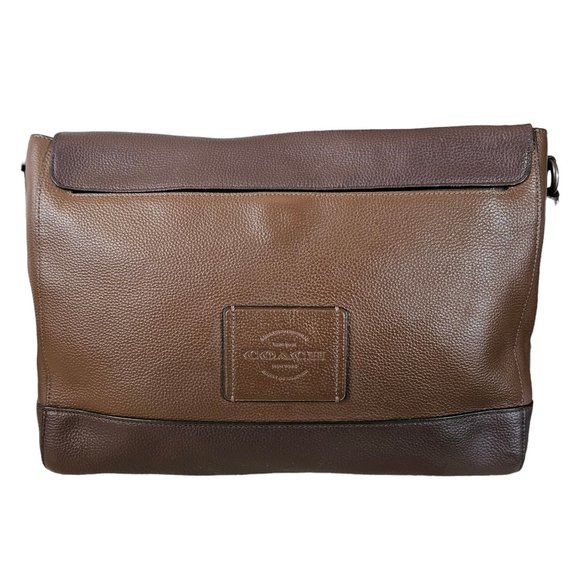 Coach Hudson Brown Leather Colorblock Messenger Laptop Crossbody Bag - Picture 3 of 13